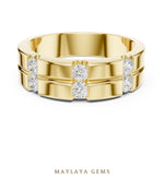 Load image into Gallery viewer, Maylaya Gems 0.390 ct Round Paired Channel Lab-Grown Diamond Men's Band in yellow gold

