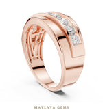 Load image into Gallery viewer, Maylaya Gems 0.880 ct Round Diagonal Channel Lab-Grown Diamond Men's Band in rose gold
