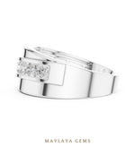 Load image into Gallery viewer, Maylaya Gems 0.880 ct Round Diagonal Channel Lab-Grown Diamond Men's Band in white gold
