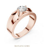 Load image into Gallery viewer, Maylaya Gems 0.850 ct Round Geometric Shoulder Lab-Grown Diamond Men's Ring in rose gold
