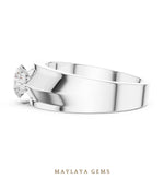 Load image into Gallery viewer, Maylaya Gems 0.850 ct Round Geometric Shoulder Lab-Grown Diamond Men's Ring in white gold
