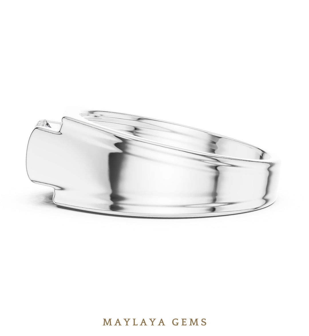 Maylaya Gems 1.000 ct Round Grooved Shoulder Lab-Grown Diamond Men's Ring in white gold