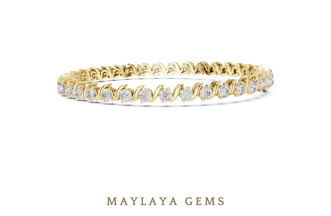 Maylaya Gems lab-grown diamond bracelet in yellow gold