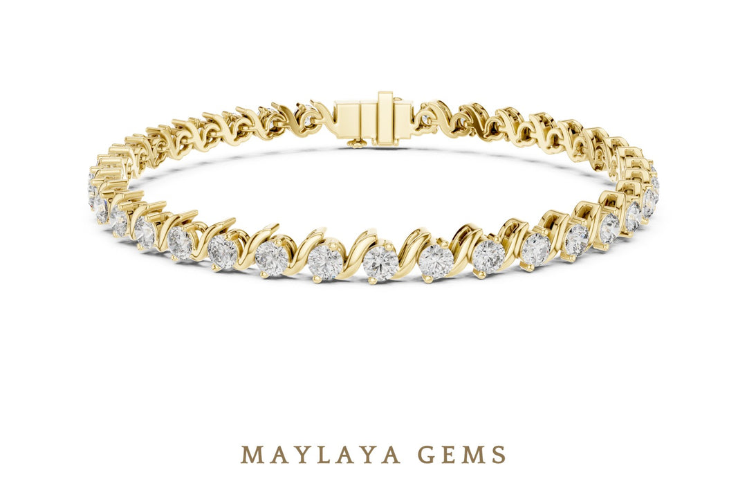 Maylaya Gems lab-grown diamond bracelet in yellow gold