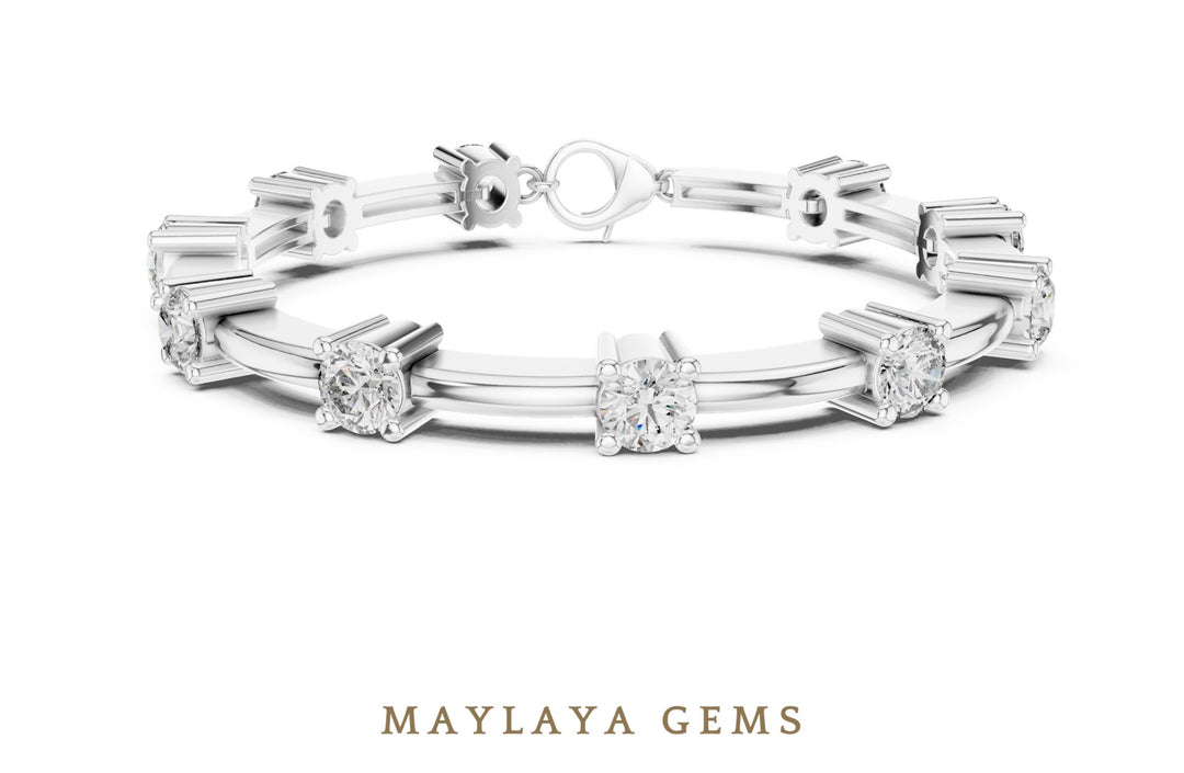 Maylaya Gems lab-grown diamond bracelet in white gold