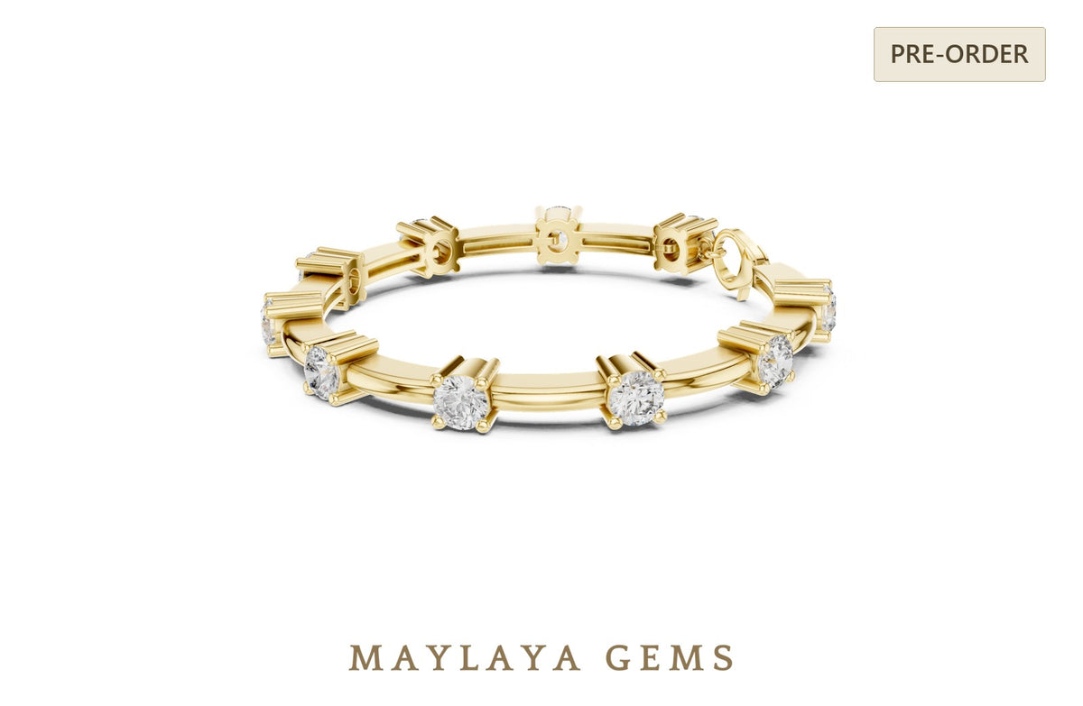 Maylaya gems lab grown diamond bracelet in yellow gold
