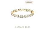 Load image into Gallery viewer, Maylaya Gems oval, pear &amp; emerald tennis lab-grown diamond bracelet in yellow gold
