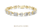 Load image into Gallery viewer, Maylaya Gems oval, pear &amp; emerald tennis lab-grown diamond bracelet in yellow gold
