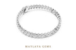 Load image into Gallery viewer, Maylaya Gems emerald diagonal tennis lab-grown diamond bracelet in white gold
