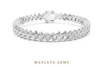 Load image into Gallery viewer, Maylaya Gems emerald diagonal tennis lab-grown diamond bracelet in white gold
