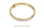Load image into Gallery viewer, Maylaya Gems emerald diagonal tennis lab-grown diamond bracelet in yellow gold
