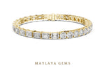 Load image into Gallery viewer, Maylaya Gems round &amp; emerald split tennis lab-grown diamond bracelet in yellow gold
