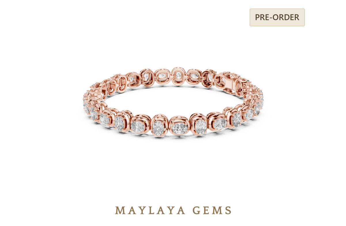 Maylaya gems cushion alternating tennis lab grown diamond bracelet in rose gold
