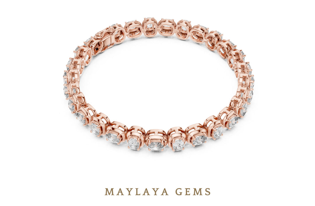 Maylaya Gems cushion alternating tennis lab-grown diamond bracelet in rose gold