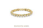Load image into Gallery viewer, Maylaya Gems cushion alternating tennis lab-grown diamond bracelet in yellow gold
