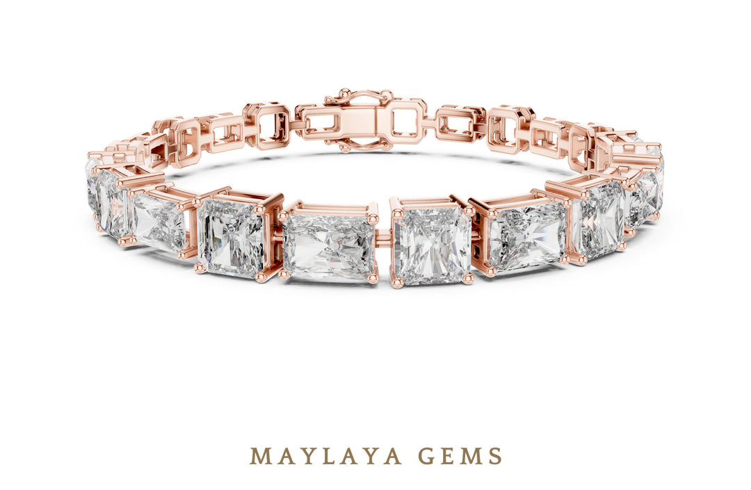 Maylaya Gems mixed-cut open-link lab-grown diamond bracelet in rose gold