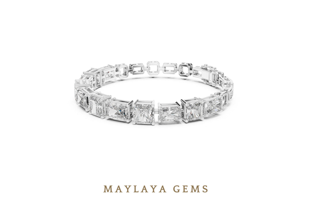 Maylaya Gems mixed-cut open-link lab-grown diamond bracelet in white gold