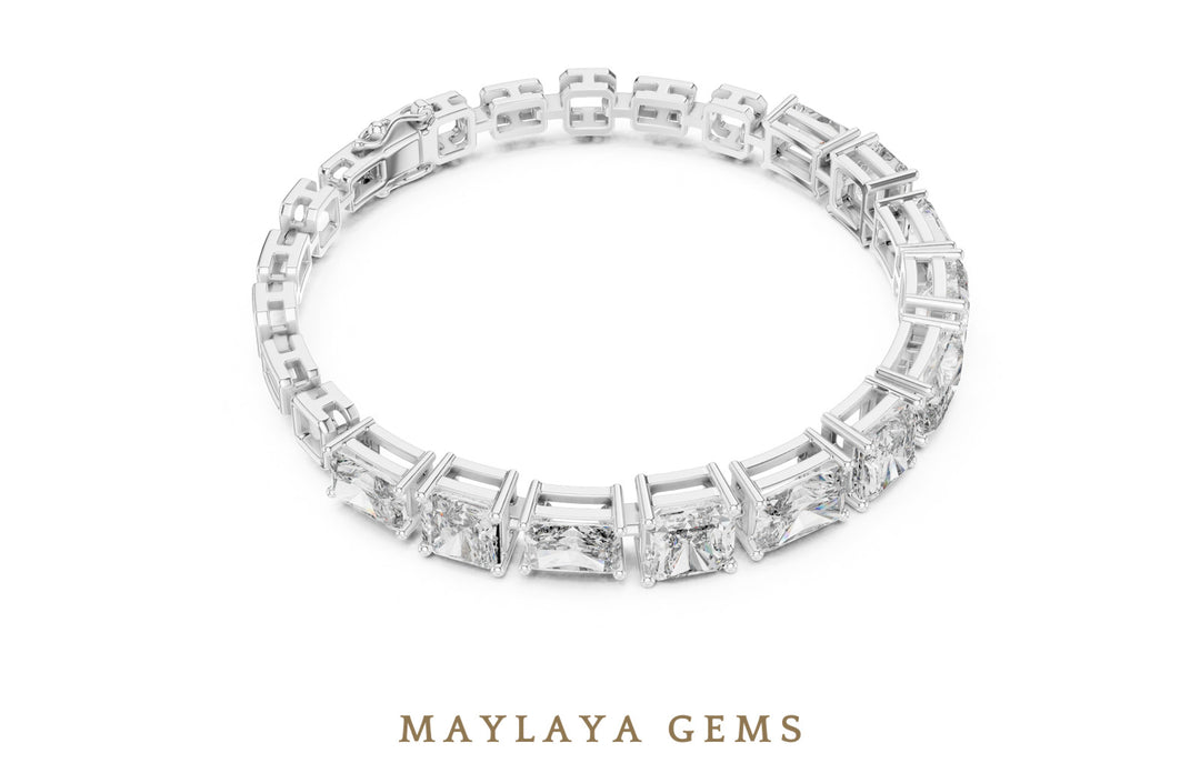 Maylaya Gems mixed-cut open-link lab-grown diamond bracelet in white gold
