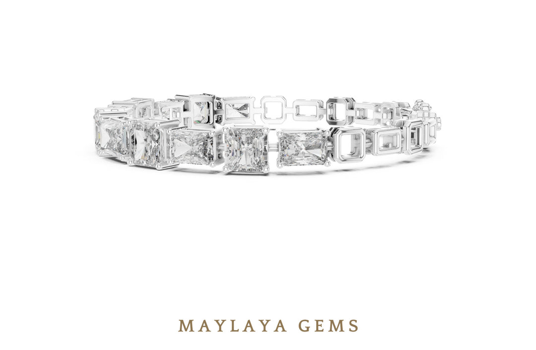 Maylaya Gems mixed-cut open-link lab-grown diamond bracelet in white gold