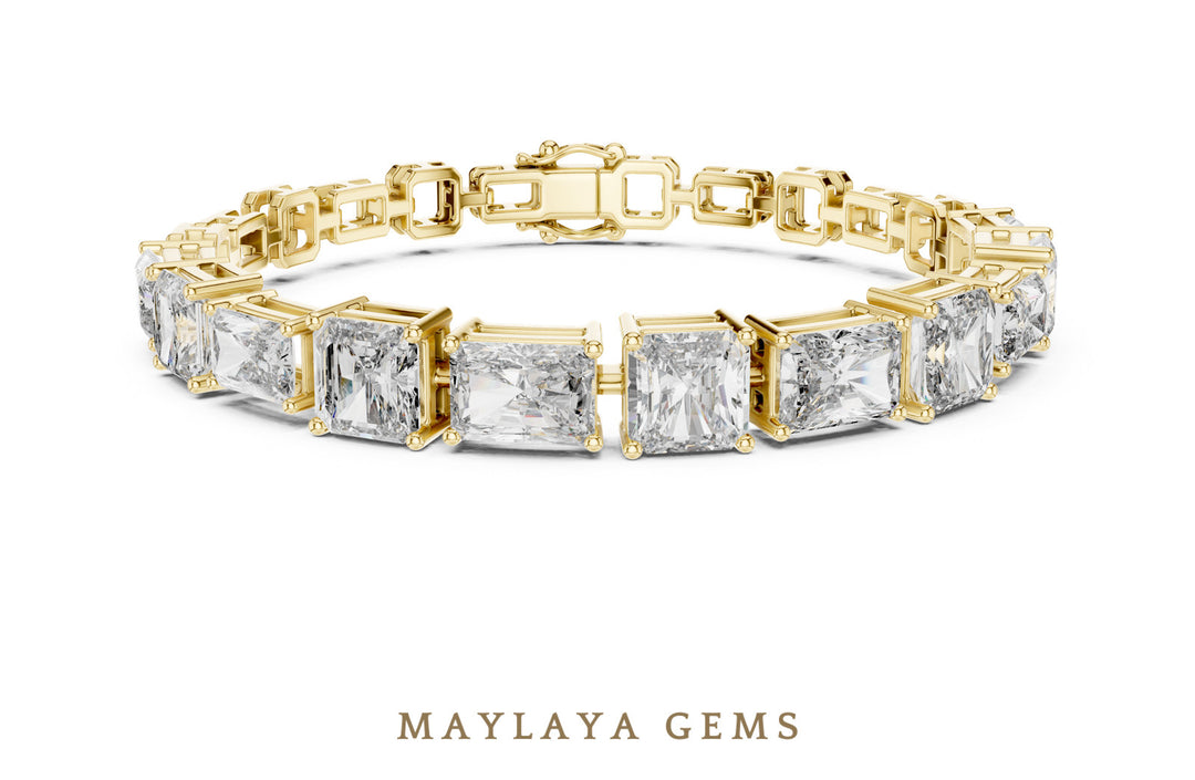 Maylaya Gems mixed-cut open-link lab-grown diamond bracelet in yellow gold