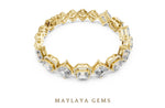 Load image into Gallery viewer, Maylaya Gems emerald halo &amp; square link lab-grown diamond bracelet in yellow gold
