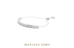 Load image into Gallery viewer, Maylaya Gems round adjustable line lab-grown diamond bracelet in white gold
