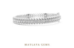 Load image into Gallery viewer, Maylaya Gems emerald bar-link tennis lab-grown diamond bracelet in white gold
