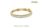Load image into Gallery viewer, Maylaya Gems emerald bar-link tennis lab-grown diamond bracelet in yellow gold
