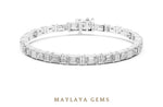Load image into Gallery viewer, Maylaya Gems emerald east-west link lab-grown diamond bracelet in white gold
