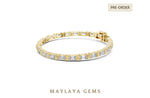 Load image into Gallery viewer, Maylaya Gems emerald east-west link lab-grown diamond bracelet in yellow gold
