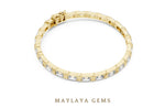 Load image into Gallery viewer, Maylaya Gems emerald east-west link lab-grown diamond bracelet in yellow gold
