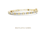 Load image into Gallery viewer, Maylaya Gems emerald east-west link lab-grown diamond bracelet in yellow gold
