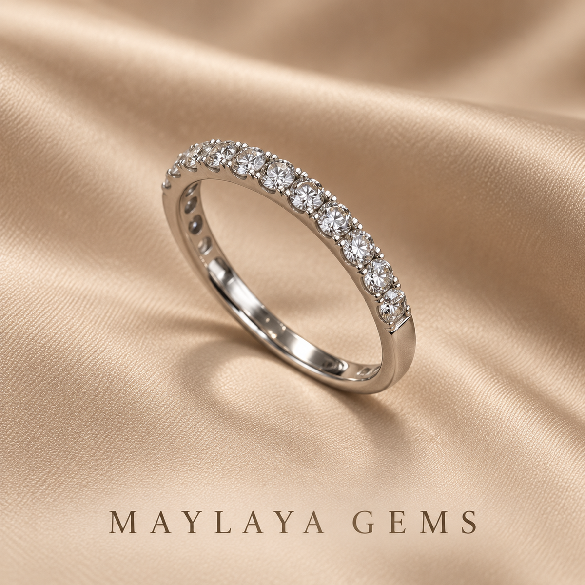 Maylaya gems jf007 round diamond band — view 2
