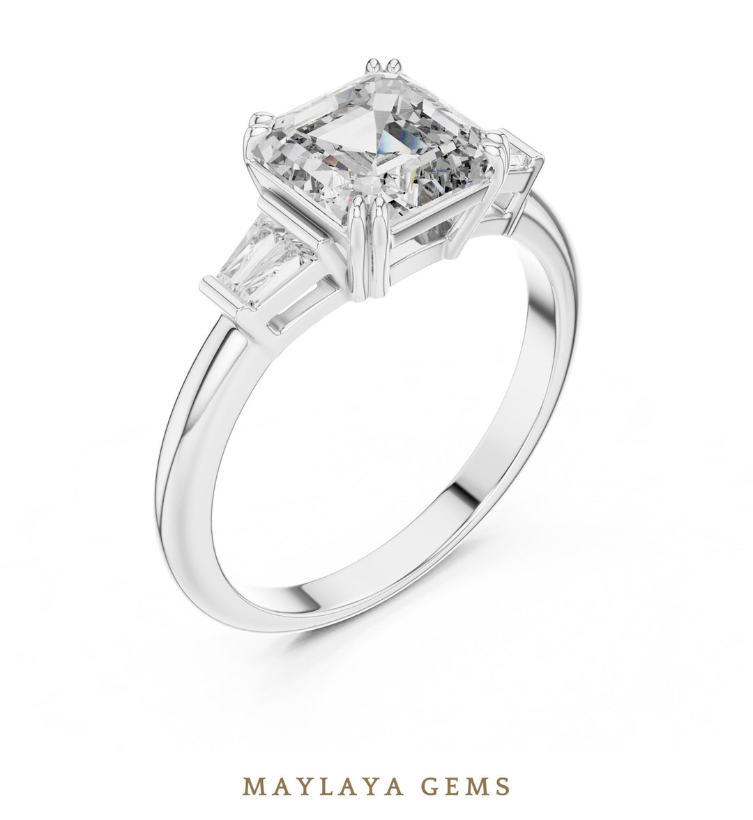 Maylaya Gems lab-grown diamond ring in white gold