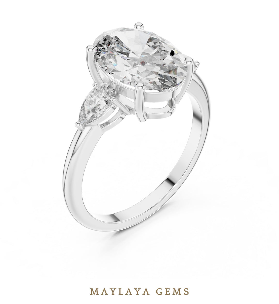 Maylaya Gems lab-grown diamond ring in white gold