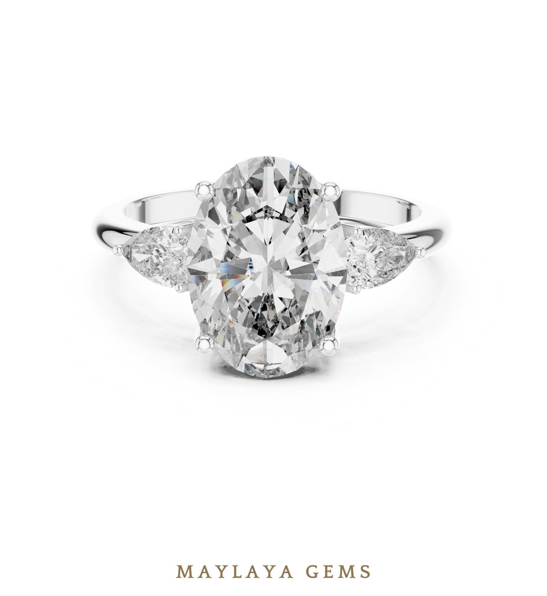 Maylaya Gems lab-grown diamond ring in white gold