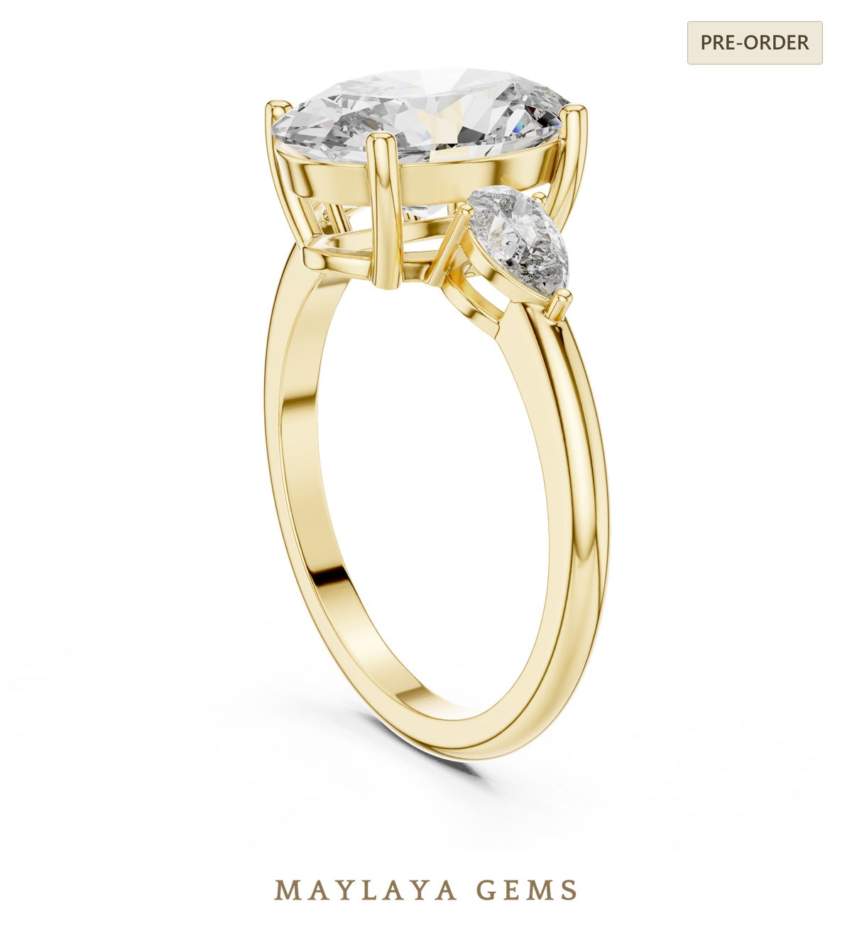 Maylaya gems lab grown diamond ring in yellow gold