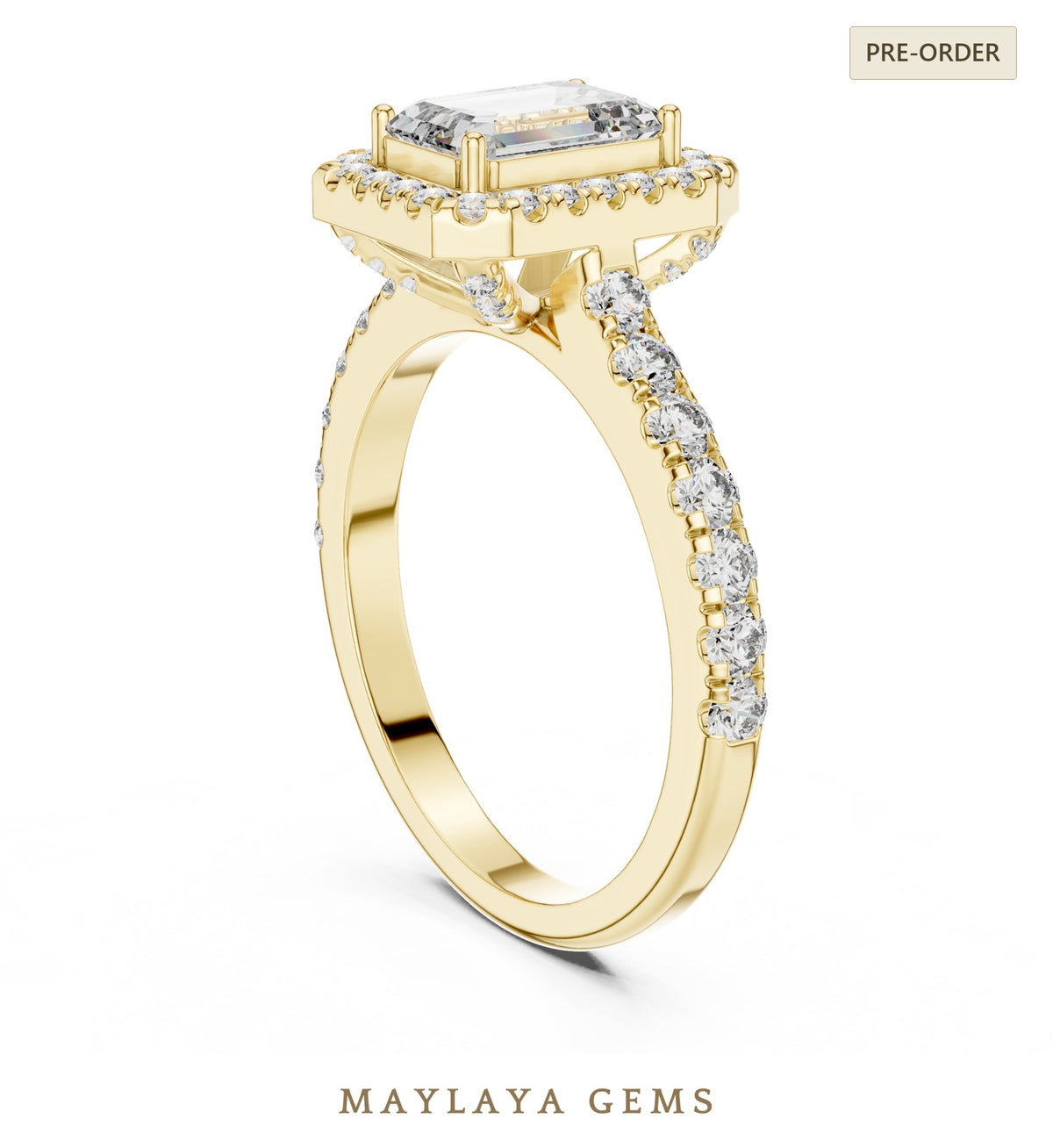 Maylaya gems lab grown diamond ring in yellow gold