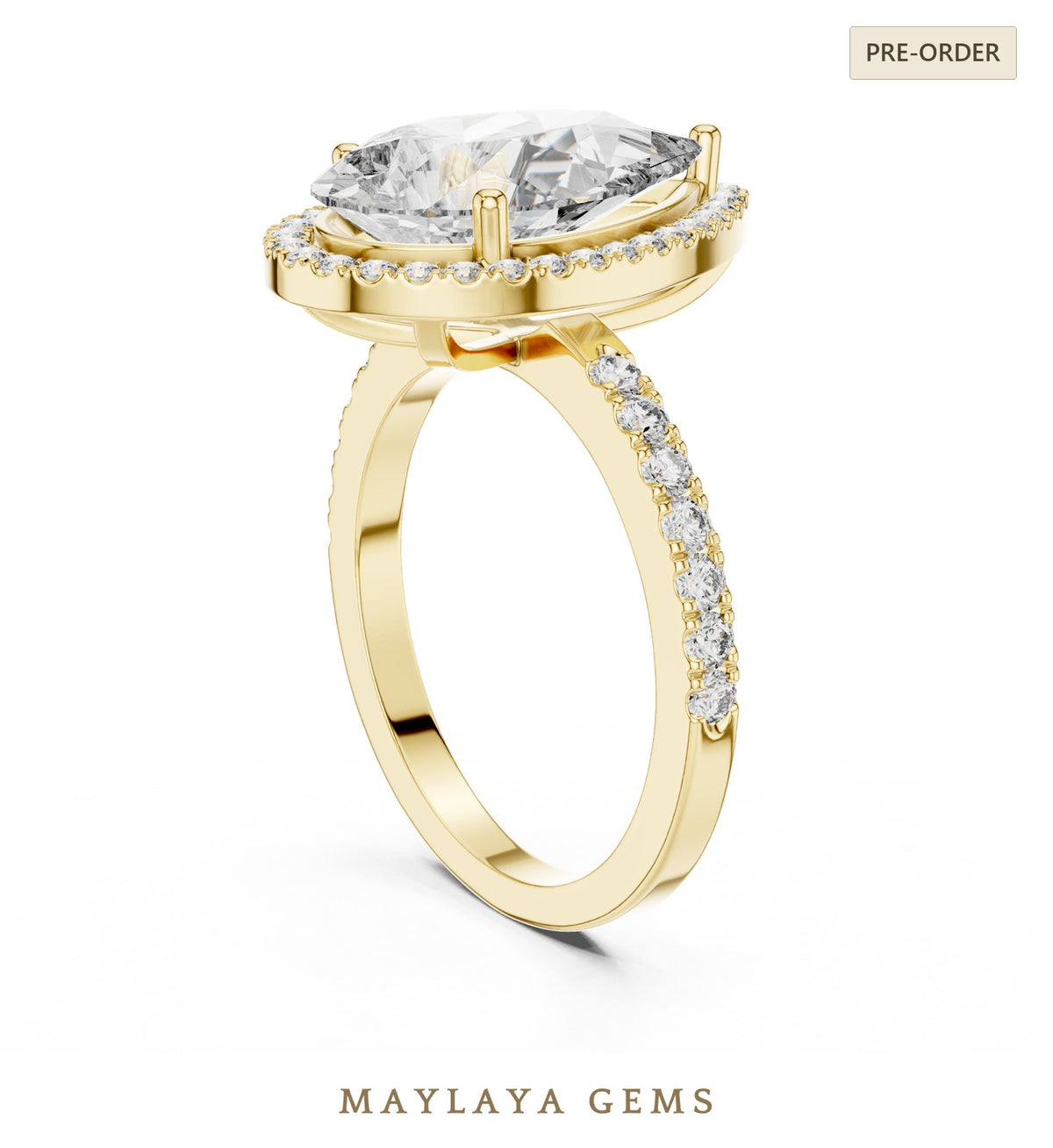 Maylaya gems lab grown diamond ring in yellow gold