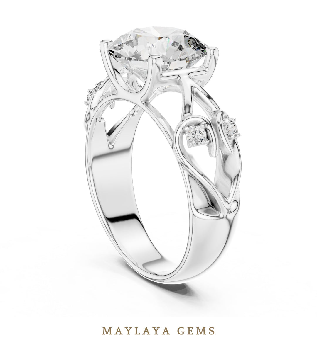 Maylaya Gems lab-grown diamond ring in white gold