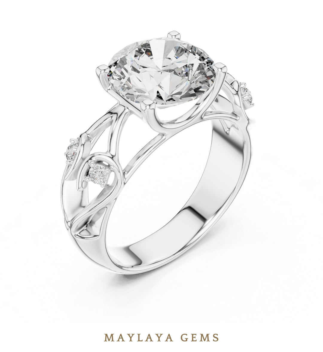 Maylaya Gems lab-grown diamond ring in white gold