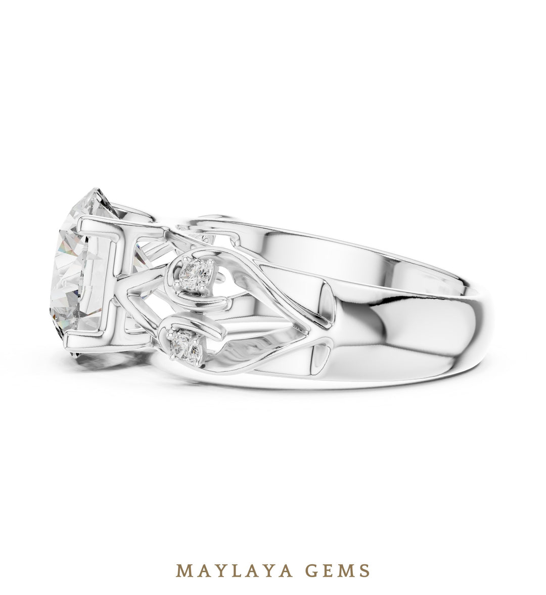 Maylaya Gems lab-grown diamond ring in white gold