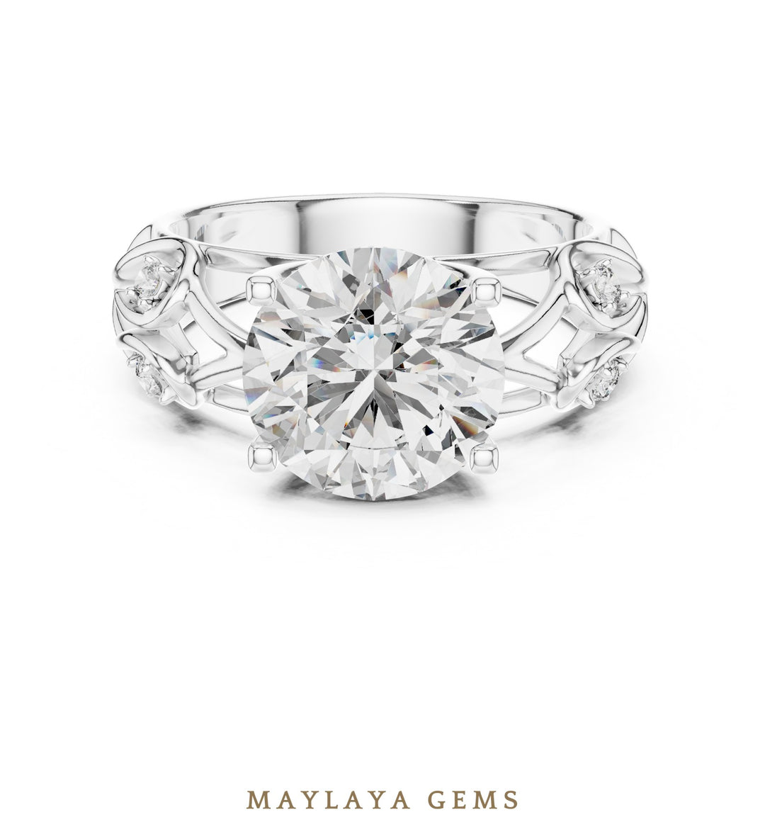 Maylaya Gems lab-grown diamond ring in white gold