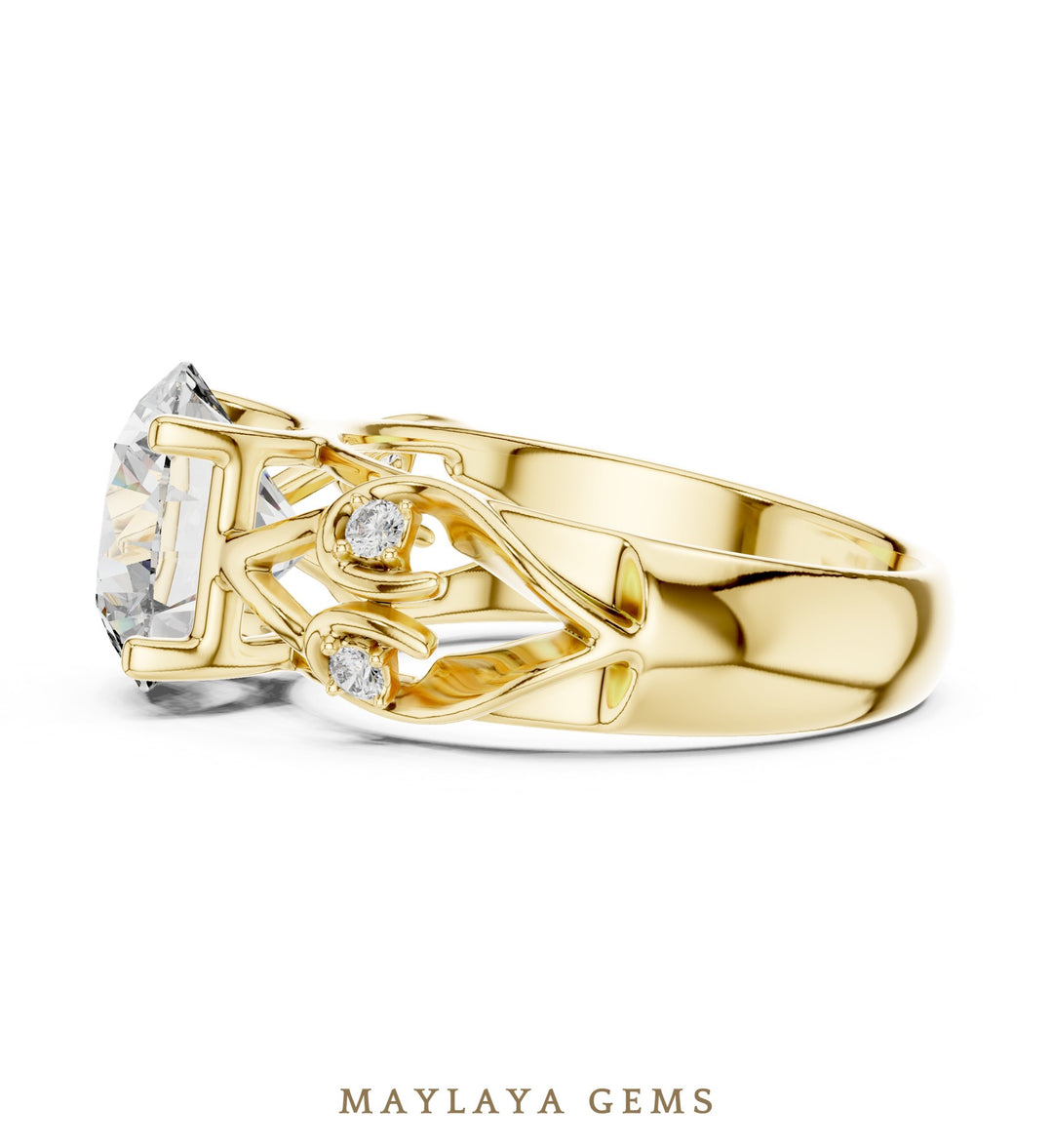 Maylaya Gems lab-grown diamond ring in yellow gold