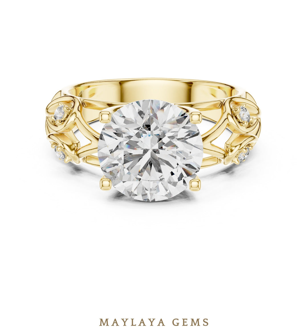 Maylaya Gems lab-grown diamond ring in yellow gold