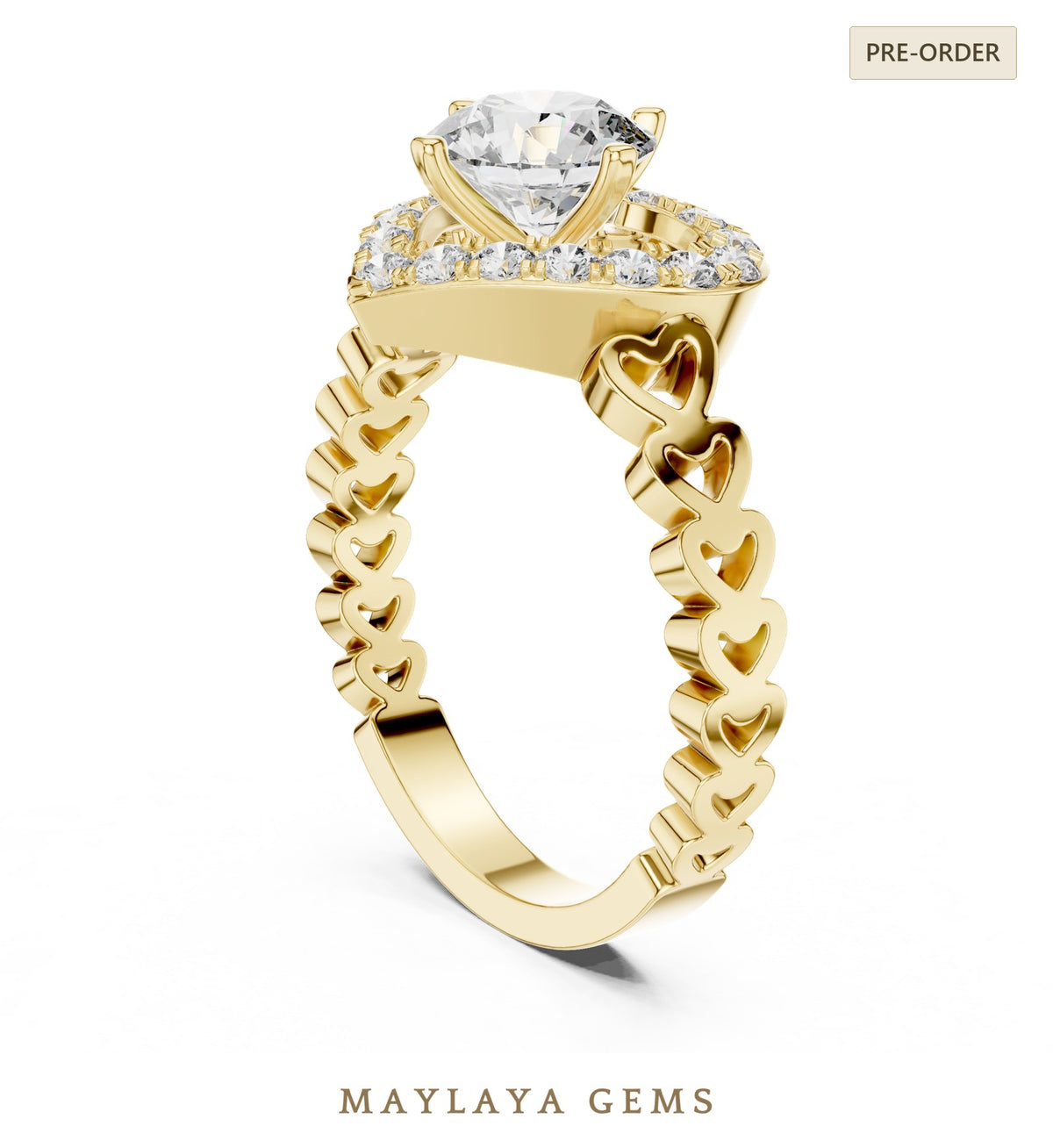 Maylaya gems lab grown diamond ring in yellow gold