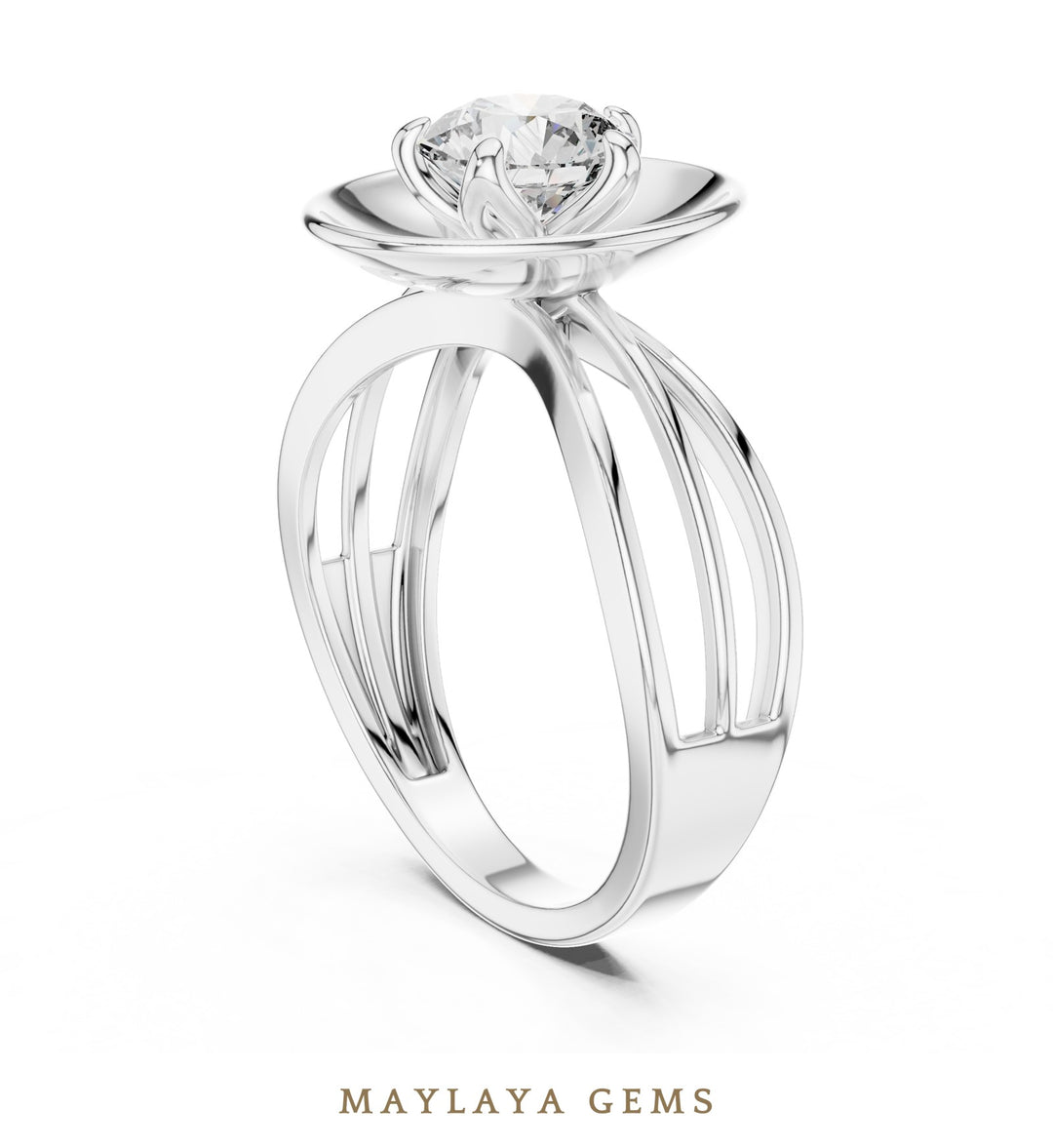 Maylaya Gems lab-grown diamond ring in white gold