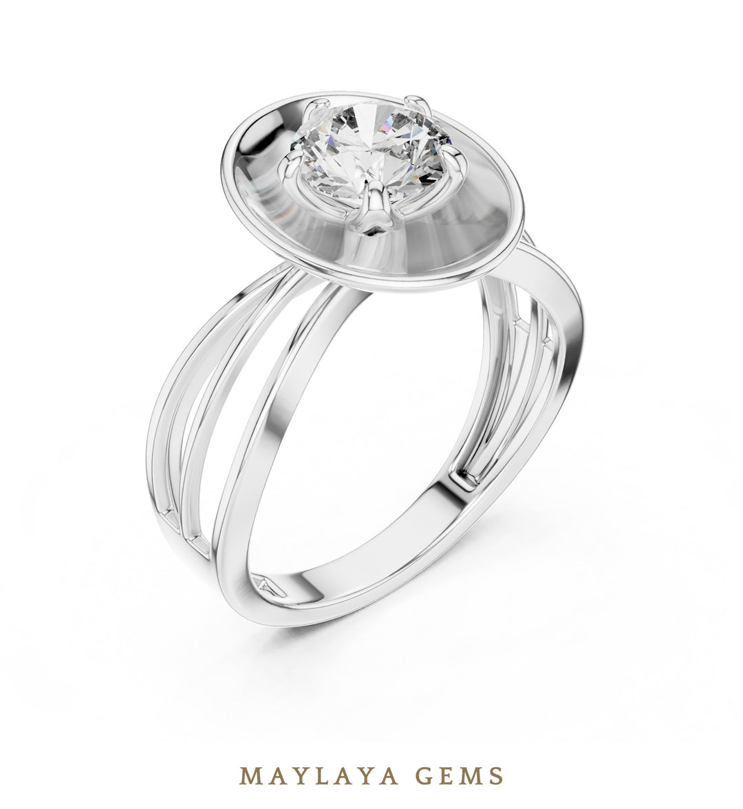 Maylaya Gems lab-grown diamond ring in white gold