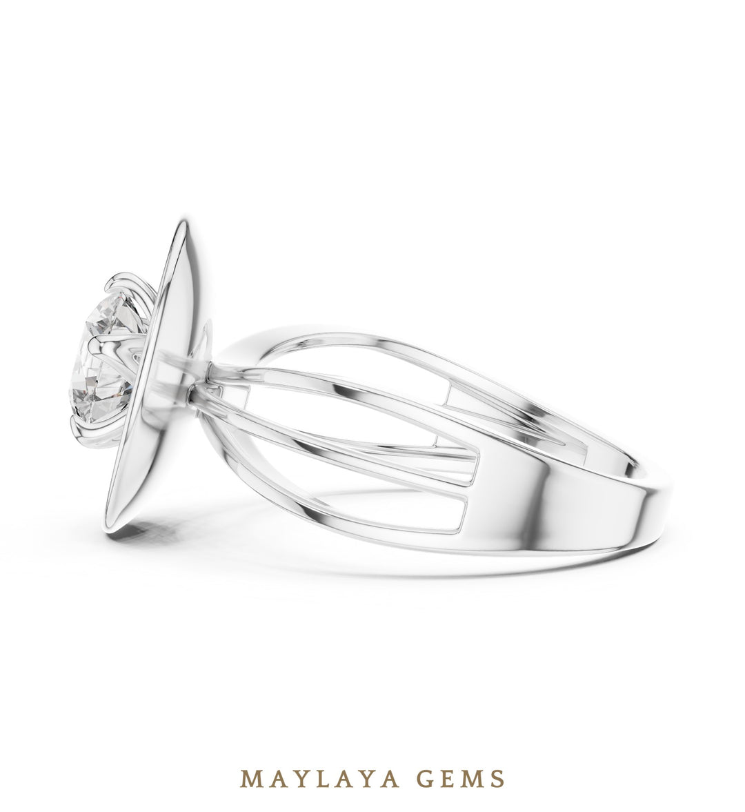 Maylaya Gems lab-grown diamond ring in white gold