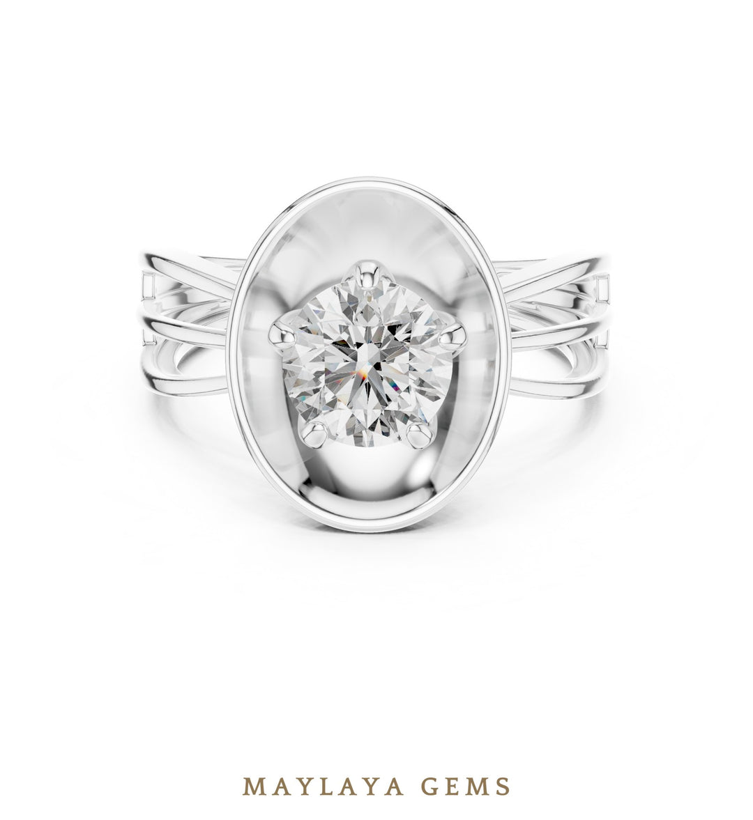 Maylaya Gems lab-grown diamond ring in white gold